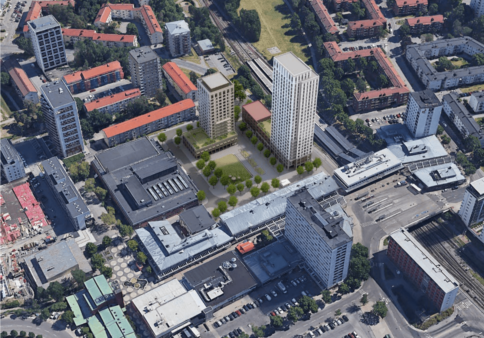 Höghus ersätter parkering i Högdalens centrum