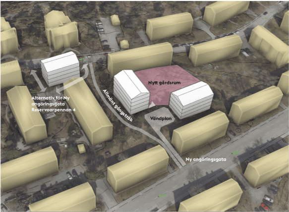 Förtätning på innergård mellan Bäckvägen och Fastlagsvägen