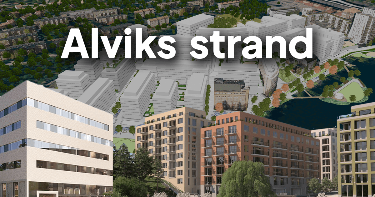 Ny stadsdel med 1 300 bostäder i Alviks strand.