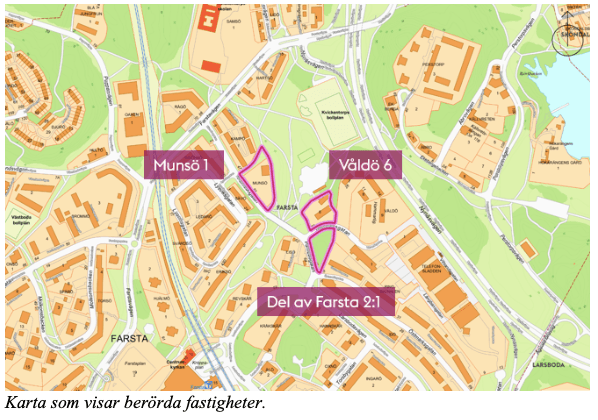 Färnebogatan i centrala Farsta utgör ett viktigt sammankopplande stråk som binder samman Farsta centrum, Telestaden och stadsdelsparken Farstaängen. Genom detaljplanen kan nya stadskvaliteter adderas längs Färnebogatan som ger ökad orienterbarhet, en mer levande stadsmiljö samt förbättrade gång- och cykelmöjligheter.