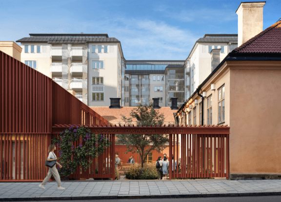 Detaljplanen syftar till att möjliggöra en utökning av den befintliga restaurang- och hotellverksamheten genom att tillföra en ny byggnad inom fastigheten. I projektet ingår att rotundan intill gatan samt mindre trähus i bakre delen av tomten rivs. Dessa ersätts av två röda trähus i vinkel så att den ursprungliga fastigheten och de två nya bildar en innergård med fastigheter på tre sidor och öppen mot gatan.